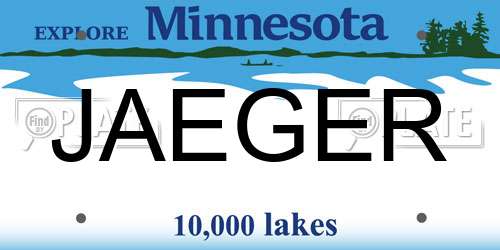 JAEGER Minnesota License Plate