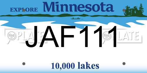 JAF111 Minnesota License Plate