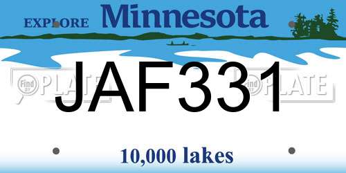 JAF331 Minnesota License Plate