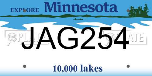 JAG254 Minnesota License Plate
