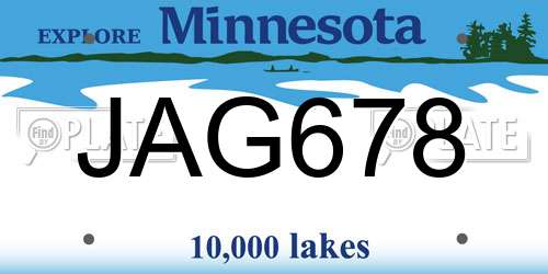 JAG678 Minnesota License Plate