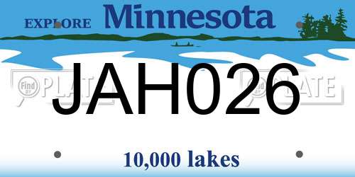 JAH026 Minnesota License Plate