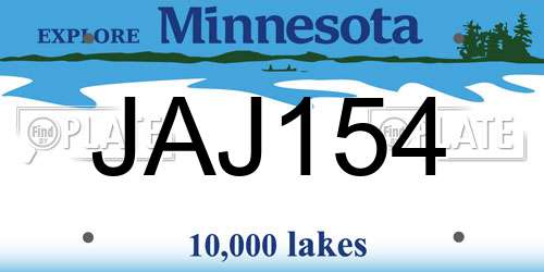 JAJ154 Minnesota License Plate