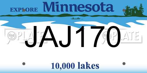 JAJ170 Minnesota License Plate