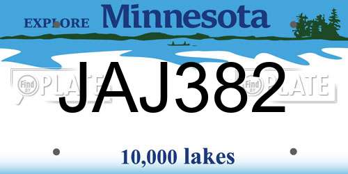 JAJ382 Minnesota License Plate