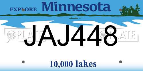 JAJ448 Minnesota License Plate