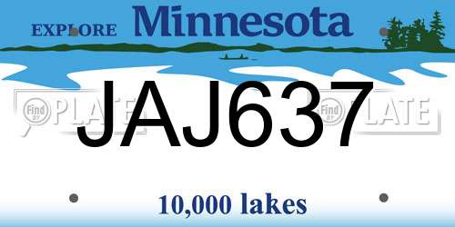 JAJ637 Minnesota License Plate