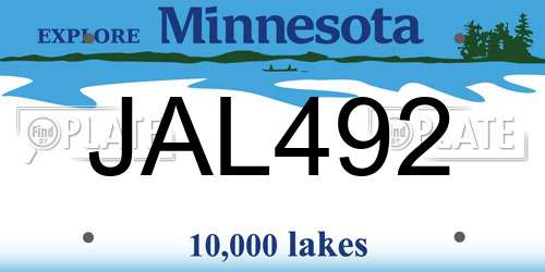 JAL492 Minnesota License Plate