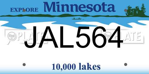 JAL564 Minnesota License Plate