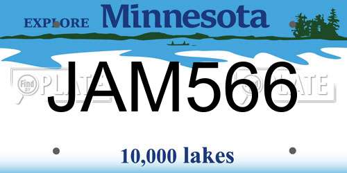 JAM566 Minnesota License Plate
