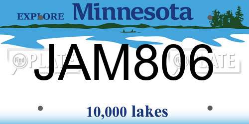 JAM806 Minnesota License Plate