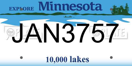 JAN3757 Minnesota License Plate