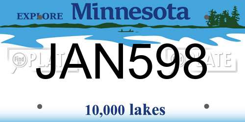 JAN598 Minnesota License Plate