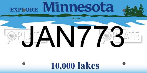 JAN773 Minnesota License Plate