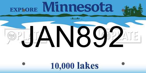 JAN892 Minnesota License Plate