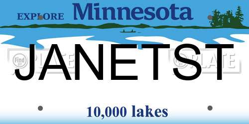 JANETST Minnesota License Plate