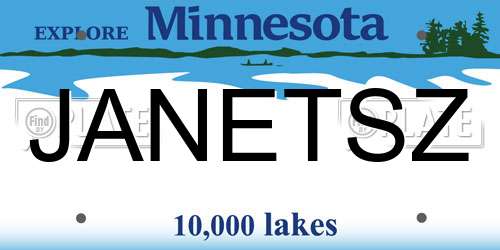 JANETSZ Minnesota License Plate