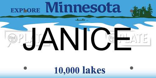 JANICE Minnesota License Plate