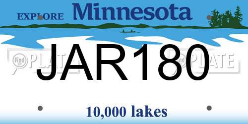 JAR180 Minnesota License Plate