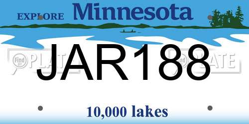 JAR188 Minnesota License Plate