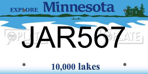 JAR567 Minnesota License Plate