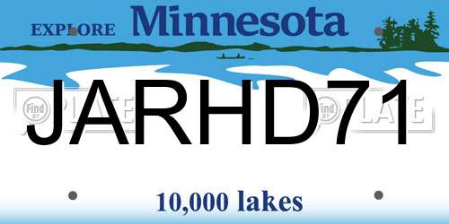 JARHD71 Minnesota License Plate