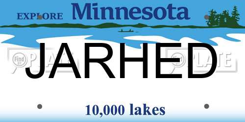 JARHED Minnesota License Plate