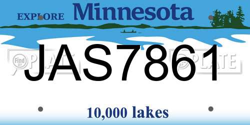 JAS7861 Minnesota License Plate