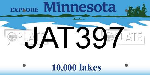 JAT397 Minnesota License Plate