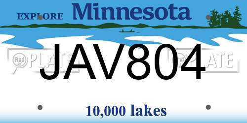 JAV804 Minnesota License Plate