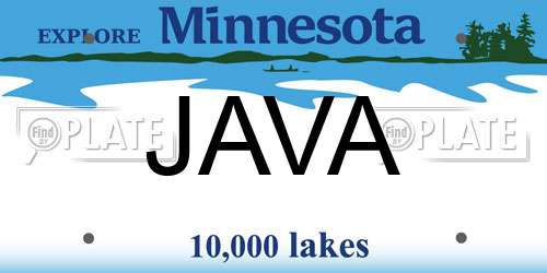 JAVA Minnesota License Plate