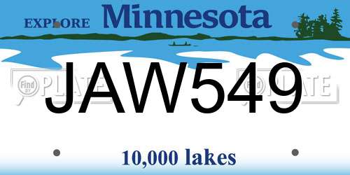 JAW549 Minnesota License Plate