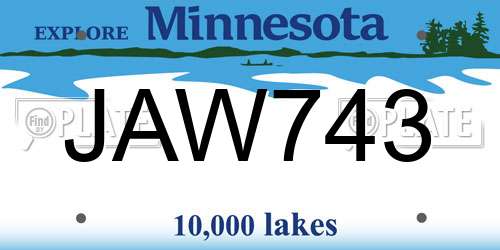 JAW743 Minnesota License Plate