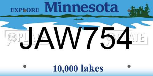 JAW754 Minnesota License Plate