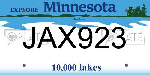 JAX923 Minnesota License Plate