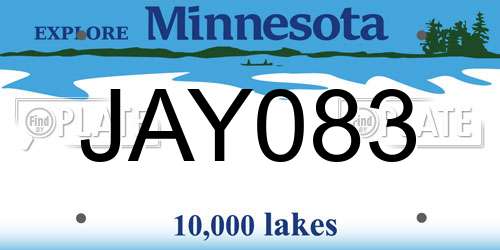 JAY083 Minnesota License Plate