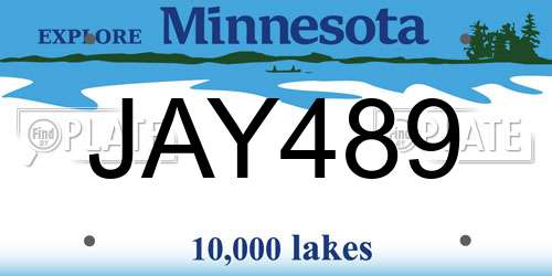 JAY489 Minnesota License Plate