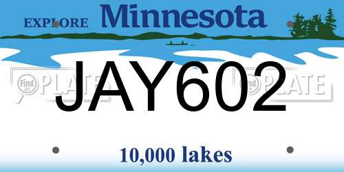 JAY602 Minnesota License Plate