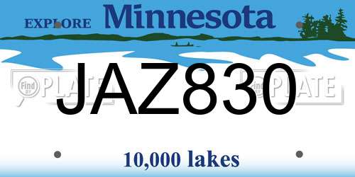 JAZ830 Minnesota License Plate