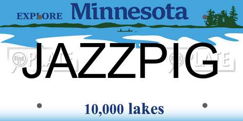 JAZZPIG Minnesota License Plate