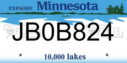 JB0B824 Minnesota License Plate