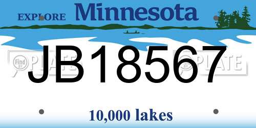 JB18567 Minnesota License Plate