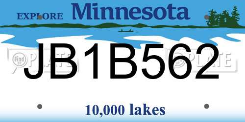 JB1B562 Minnesota License Plate