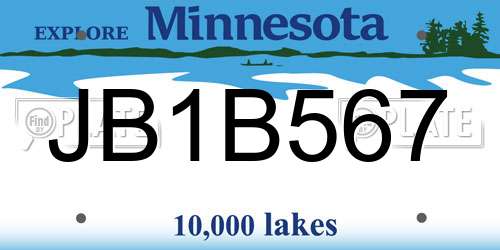 JB1B567 Minnesota License Plate