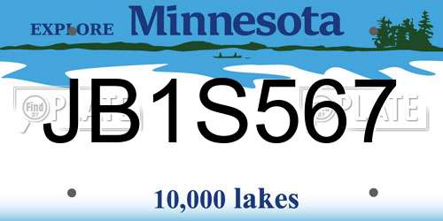 JB1S567 Minnesota License Plate