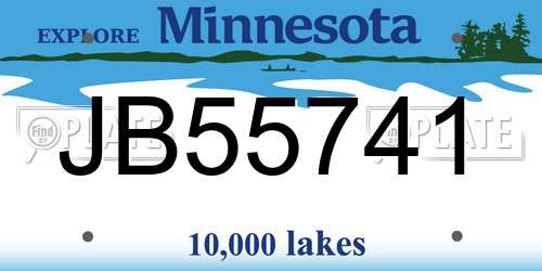 JB55741 Minnesota License Plate