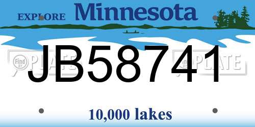 JB58741 Minnesota License Plate