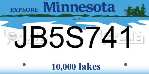 JB5S741 Minnesota License Plate