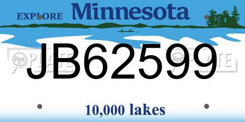 JB62599 Minnesota License Plate