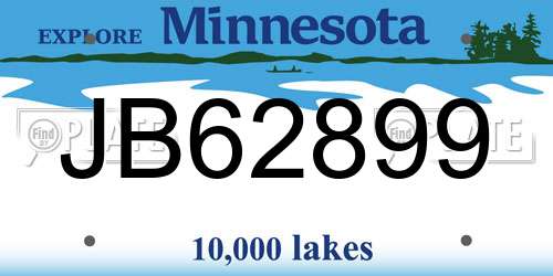 JB62899 Minnesota License Plate